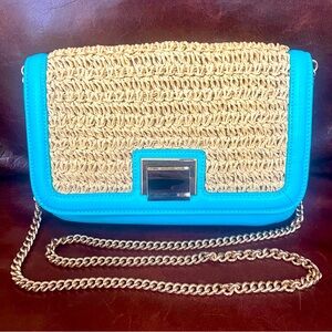 Talbots Leather & Straw Convertible Crossbody Bag